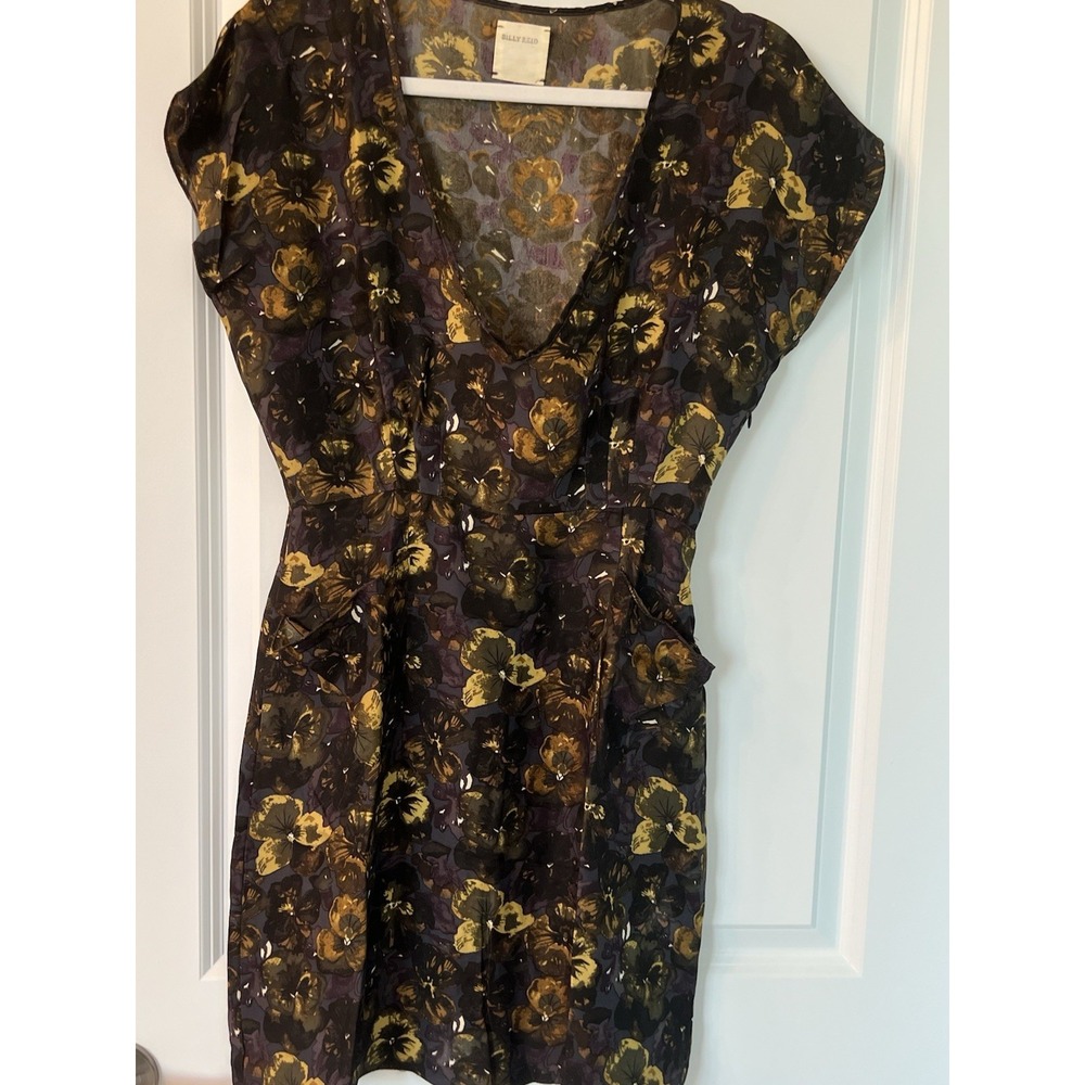 NEW Billy Reid Italy Silk Butterfly Floral Print Cut Out Back Dress Size 4